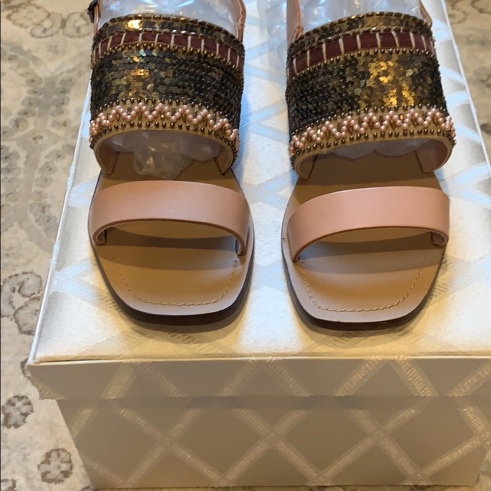 Zara Nude and Sequined Flats NWOT